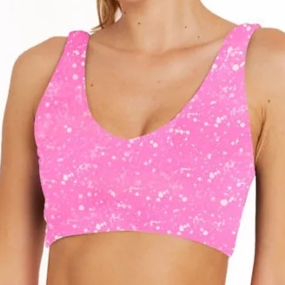 Goldsheep Pink Splatter Dots U-Bra Sports Bra Size Medium